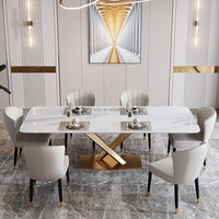 Ensemble table à manger moderne et durable de luxe Mobilier de table avec dessus en marbre Villa Maison Appartement Hôtel Restaurant Tables rectangulaires