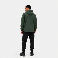 Veste de sport décontractée unisexe verte forêt, brodée, tissée, à capuche, imperméable, coupe-vent, légère, zippée, pour les trajets urbains