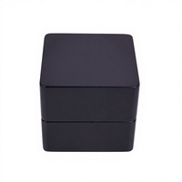 Boîte à bijoux carrée en bois noir brillant avec doublure en velours gris, logo personnalisé, boîte à bijoux pour bague, demande en mariage, emballage cadeau de mariage