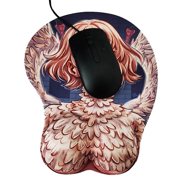 Stylish Design Custom Heated Ergonomic Gel Mouse Wrist Pad Non-slip PU Base Soft Silicon Wrist Rest Anime 3D Sexy Boob
