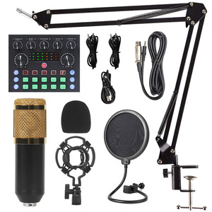 Microphone Lavalier Sans Fil <span class=keywords><strong>J</strong></span> I Y S8 avec Kit Support Carte Son V8 pour Diffusion en Direct <span class=keywords><strong>TikTok</strong></span> et Karaoké - Product Image 2