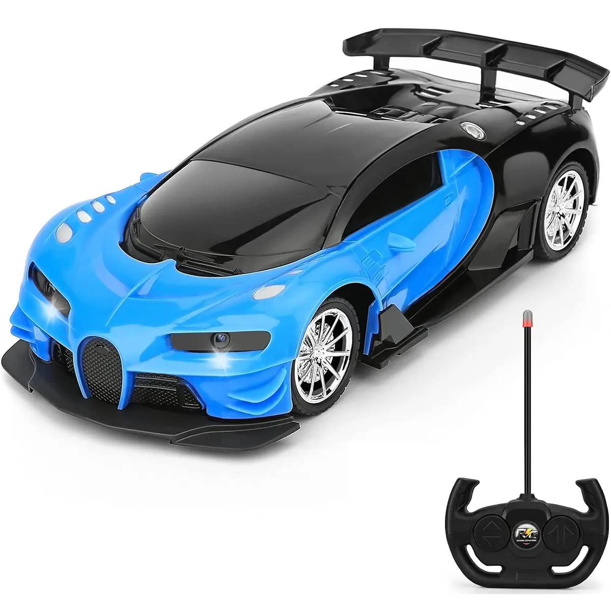 Remote Control Car for Kids - 1/16 Scale Electric Remote Toy Racing with Led Lights Rechargeable High-Speed Hobby Toy Vehicle