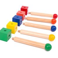Juego de lanzamiento de anillos Montessori, juguete de coordinación mano-ojo, cuentas de madera para enhebrar, práctica de habilidades motoras finas, aprendizaje para niños pequeños