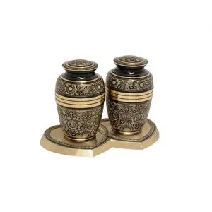 Pleasant Engraved Companion Urns For Burial Services Decorative Metallic Funeral Memorial Keepsake Ashes Urn for Burial Services