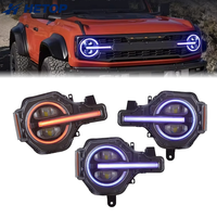 HETOP pour phares de Bronco 2020-2025 – Phares avant à LED complets de style RGB personnalisé, projecteurs améliorés, Plug and Play pour Ford