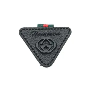 De diseño de moda triángulo pequeño carta personalizada G con correas de logotipo de metal de parche de cuero etiquetas