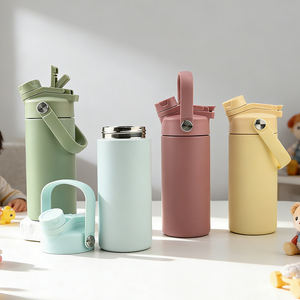 Botella de Agua Infantil de Acero Inoxidable con Aislamiento al Vacío, Personalizada con Logotipo, Moderna, de 14oz/18oz, con Pajita, para la Escuela - Product Image 1