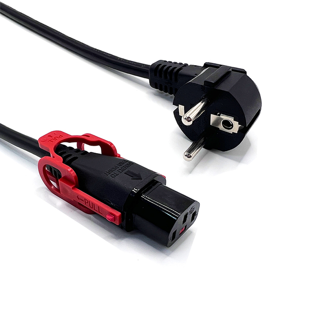 Vibration-Proof   C13 Locking AC Power Cord with Pull Tab  for Server Industrial Equipment