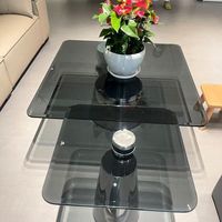 Table basse en verre de style moderne et luxueux avec base en acier inoxydable, ensemble de table centrale carrée pour salon, meubles de maison