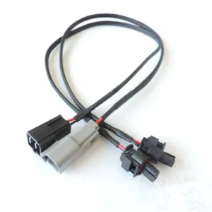 2 pin automotive wire harness with connector 02977763 to molex 0349002120 auto connector with GXL 18AWG black and red wire
