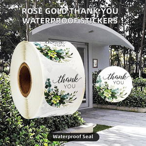 Impresión Personalizada de Vinilo Impermeable, 25 mm de Diámetro, 500 Unidades por Rollo, Adhesivos de Papel de Aluminio Dorado Rosa, Pegatinas de Agradecimiento para Supermercados y Tiendas de Comestibles - Product Image 2