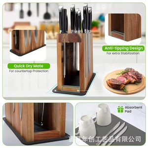 Support magnétique pour couteaux et ciseaux en bois, pour cuisine, design monobloc, pour lames jusqu'à 3,9 pouces de longueur - Product Image 2