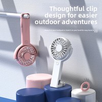 Ventilateur portable rechargeable USB Type-C de qualité supérieure à 5 vitesses avec crochet rotatif et support pour téléphone, idéal pour la randonnée en extérieur et l'utilisation sur bureau