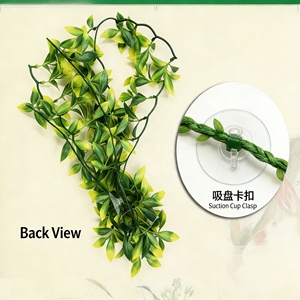 Guirnalda de <span class=keywords><strong>Hojas</strong></span> Artificiales <span class=keywords><strong>Amarillas</strong></span> Ecológicas y Duraderas para Colgar en la Pared, Follaje Realista para Decoración de Terrarios de Reptiles - Product Image 4