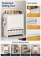 Étagère à épices de cuisine en métal anti-poussière avec porte, résistante à l'huile et à l'eau, meuble de rangement de comptoir - Design moderne robuste