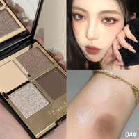 Palette de fards à paupières quatre couleurs avec des nuances mates et scintillantes, longue tenue, hautement pigmentées, mélangeables, kit de maquillage pour les yeux