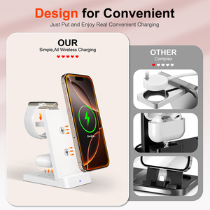 Chargeur sans fil pliable 3 en 1, station de charge rapide pour téléphone portable, support de charge pour <span class=keywords><strong>Apple</strong></span> Watch et AirPods - Product Image 2