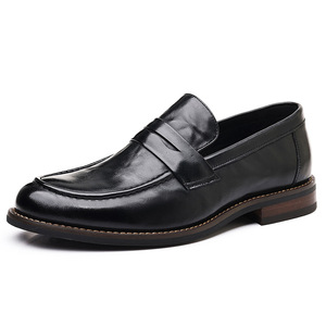 Nouvelles chaussures décontractées en cuir véritable pour hommes - Mocassins de style vintage avec semelle en caoutchouc - Chaussures à enfiler rehaussantes pour hommes - Product Image 3