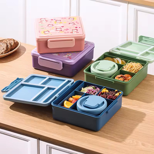 Boîte à lunch bento portable pour étudiants avec four à micro-ondes, étanche, écologique, style dessin animé, couvercle en plastique - Product Image 6