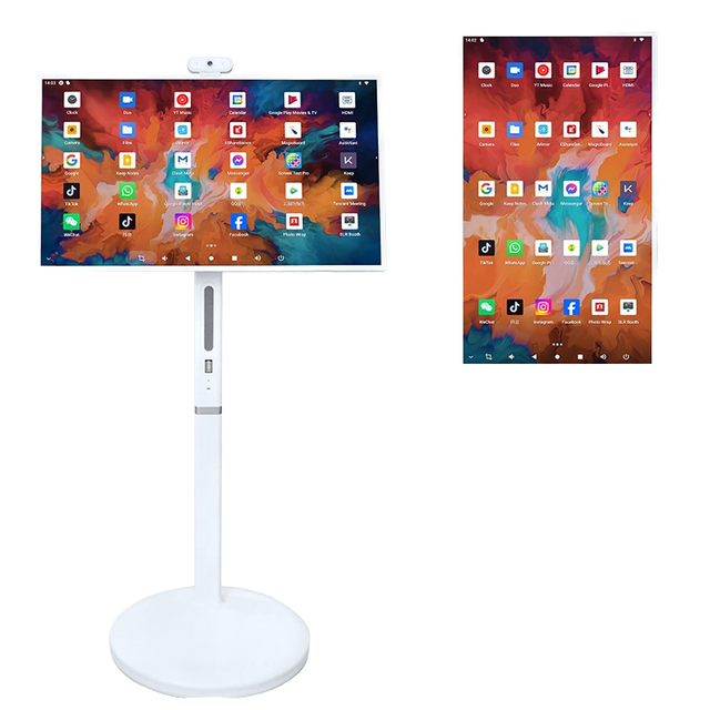 CH Latest Trending 32 Inch LCD Touch Screen Digital Signage Movable Portable TV with External Camera SDK Enabled Graphics