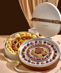 Custom logo Leather Handle Double <strong>Chocolate</strong> <strong>Bar</strong> <strong>Dates</strong> Box Packaging Luxury Round Ramadan <strong>Chocolate</strong> Candy Gift Box with Dividers - Product Image 5