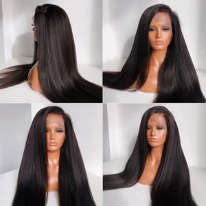 Perruque frontale en dentelle Yaki Kinky Straight Full HD bon marché, cheveux humains vierges vietnamiens bruts avec cuticules alignées - Product Image 3