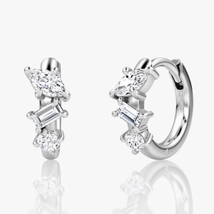 Pendientes de Aro Geométricos con Moissanita VVS GRA, los Más Vendidos, Irregulares, con Tres Piedras, de Latón con Baño de Oro de 14K, Joyería para Uso Diario para Mujer - Product Image 1