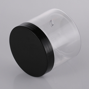 Transparent PET <b>Plastic</b> <b>Jars</b> With Black Screw Tops Cylinder Shape Food Grade Container 150ml 500ml Capacity - Product Image 3