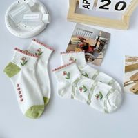 Chaussettes courtes d'été pour femmes, personnalisées, de haute qualité, tricotées, fines, en polyester, anti-bactériennes, avec logo sur le revers, motif amusant