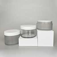 Pot de 100 ml en PET à paroi épaisse pour emballage, pot à gommage de 250 g, bouteille de crème épaissie avec couvercle blanc mat, contenants en plastique dépoli