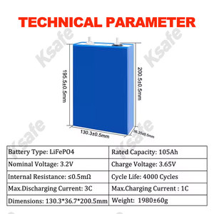 เซลล์แบตเตอรี่แบบปริซึม 3.2V 105Ah พร้อมอายุการใช้งาน 4000 รอบ และสำหรับระบบกักเก็บพลังงานภายในบ้าน - Product Image 5