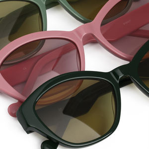 Dayanıklı Vintage Oval Şekilli Düz Renkler UV400 CR39 Dayanıklı Lens Uyumlu Parlak Asetat El Yapımı Güneş Gözlüğü - Product Image 5