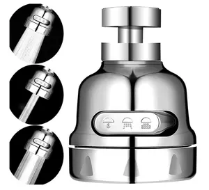 360 Degree Rotating Movable Universal Adapter Kitchen Faucet Tap Head With 3 Modes