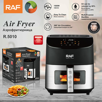 RAF R.5010 6.0L 1500W Air Fryer Layar Menu LED Jendela Tampilan 80 hingga 200C Sirkulasi Udara 360° Steker VDE Freidora De Aire Dapur