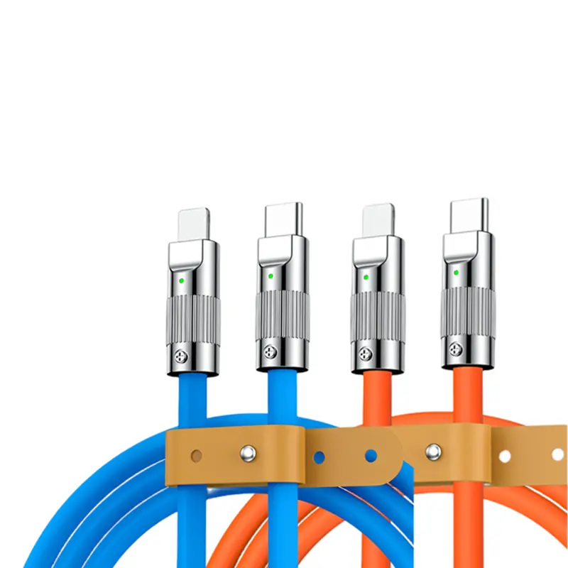 Câble de charge rapide en alliage de zinc, PD 120W Max, câble USB en gel de silicone souple, type C, chargeur pour iPhone 14/14 Pro 14 Max