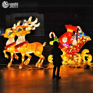 Moderne Elegante Weihnachtsschlitten-Dekorationslaterne aus Eisendraht für Weihnachtsgärten und Wege - Product Image 2