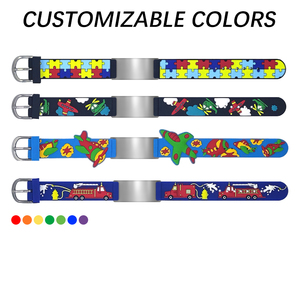 <span class=keywords><strong>Pulsera</strong></span> de silicona de moda personalizada para niños modelo de rompecabezas geométrico Placa de cable QR información de grabado de radio estilo de moda - Product Image 5