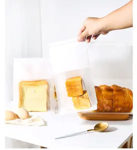 Food Grade Bags Toast/cake/ Bread Paper Bag Packaging With Rolled Edge By Iron Wire