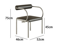 Chaise de salle à manger de style vintage, design du milieu du siècle, en acier inoxydable, avec revêtement en cuir et rembourrage doux, pour bureau ou chambre.