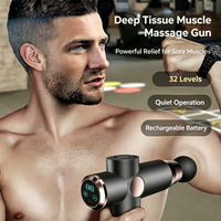 Pistolet de massage électrique rechargeable pour tissus profonds, masseur musculaire portable à percussion avec 4 têtes de massage et écran LED