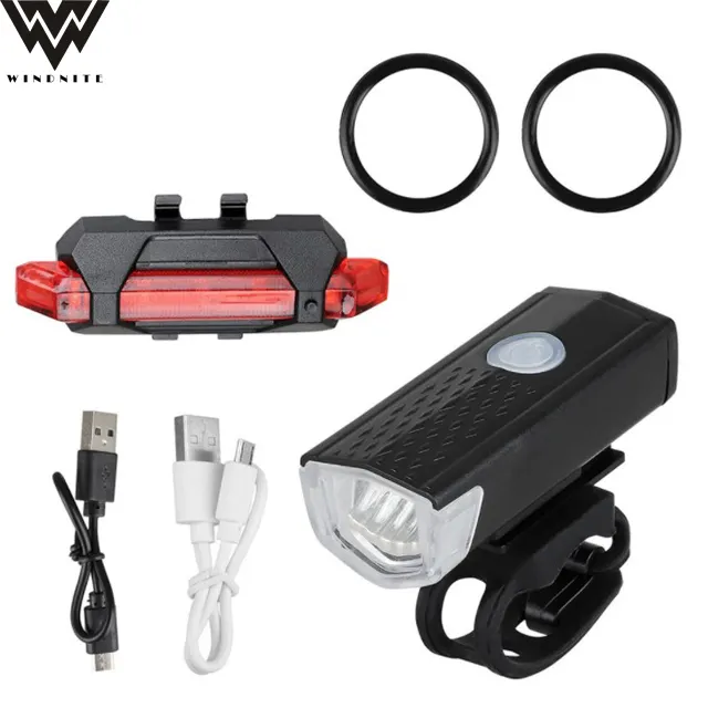 Outdoor Night Riding USB Rechargeable Bike Bicycle LED Front Rear Light Set Headlight+Tail Light set