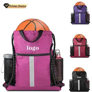 BSCI Custom Backpack Sports Bag With Outside Zipper Pocket Manufacturer With Shoe Compartment And 2 Water Bottle Holder