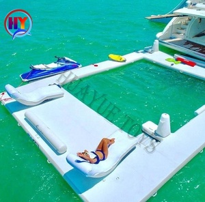Plataforma Flotante Inflable para Piscina <span class=keywords><strong>con</strong></span> Red, Tobogán Inflable para Yates, Plataforma Acuática - Product Image 1