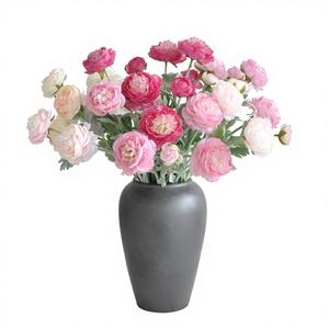 Yabancı Yang Şakayık İpek Çiçek 3 Başlı Ev Oturma Odası Düğün Dekorasyon Süsleri Yüksek Simülasyon Şekillendirilmiş Kabartmalı Kemik - Product Image 1