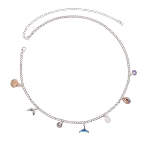 สร้อยคาดเอวเปลือกหอยสไตล์โบฮีเมียน จี้หางปลาสีน้ำเงิน สร้อยคล้องตัวแบบชั้นเดียว โลหะผสมสังกะสี เครื่องประดับแฟชั่น - Product Image 5