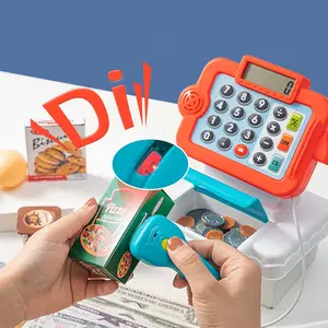 儿童电子计算器其他假装玩金钱游戏，杂货店超市游戏带扫描仪的收银机玩具