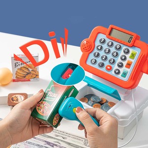 Calculadora electrónica para niños, juego de dinero de imitación, tienda de comestibles, juegos de supermercado, caja registradora, juguete con escáner - Product Image 1