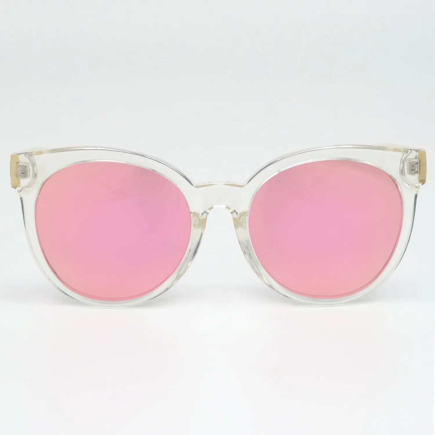 Fashion Cat eye traspartent crystal TR90 frame Cute Sunglasses with pink mirrored lens