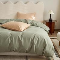 Vente en gros d'ensemble de couvre-lit trois pièces japonais solide fabrication de drap de lit double en laine de coton taie d'oreiller housse de couette