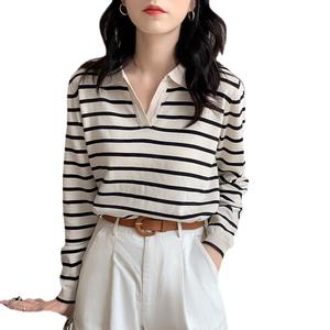 Fabricado en China Factory Oem Mujeres Sex Horse <span class=keywords><strong>Polo</strong></span> Camiseta Moda <span class=keywords><strong>Mujer</strong></span> <span class=keywords><strong>Rayas</strong></span> Polos Camisa - Product Image 6